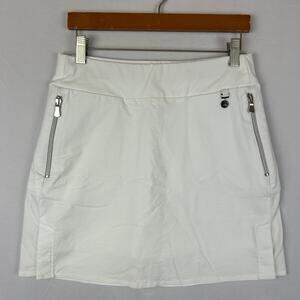Anatomie Suzette White Golf Skort Skirt Shorts Zip Pockets Women's Size S
